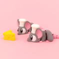 Load image into Gallery viewer, Krew3D Printables - Articulated Baby Chef Mouse - 3D Printed, Articulated, and Super Wiggly | 3D Printed Flexible Fidget Collectible Gift for Kids | 3DGOB