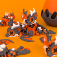 Load image into Gallery viewer, Krew3D Printables - Articulated Baby Halloween Mini Dragon & Egg - 3D Printed Flexible Fidget Collectible | Spooky Seasonal Desk & Gift Idea for Kid | 3DGOB