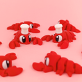 Load image into Gallery viewer, Krew3D Printables - Articulated Baby Lobster w/optional Chef Hat - 3D Printed, Articulated, and Super Wiggly | 3D Printed Flexible Fidget Collectible Gift for Kids | 3DGOB