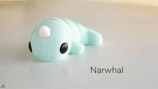 Tiny Narwhal – 3D Printed, Articulated, and Super Wiggly