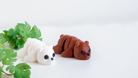Krew3D Printables - Tiny Bear - 3D Printed, Articulated, and Super Wiggly | 3D Printed Flexible Fidget Collectible Gift for Kids & Adults | ZOU3D