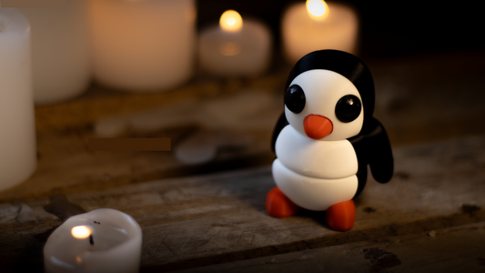 Krew3D Printables - Tiny Penguin - 3D Printed, Articulated, and Super Wiggly | 3D Printed Flexible Fidget Collectible Gift for Kids & Adults | ZOU3D
