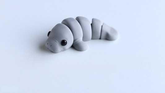 Krew3D Printables - Tiny Manatee - 3D Printed, Articulated, and Super Wiggly | 3D Printed Flexible Fidget Collectible Gift for Kids & Adults | ZOU3D