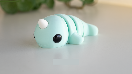Krew3D Printables - Tiny Narwhal - 3D Printed, Articulated, and Super Wiggly | 3D Printed Flexible Fidget Collectible Gift for Kids & Adults | ZOU3D