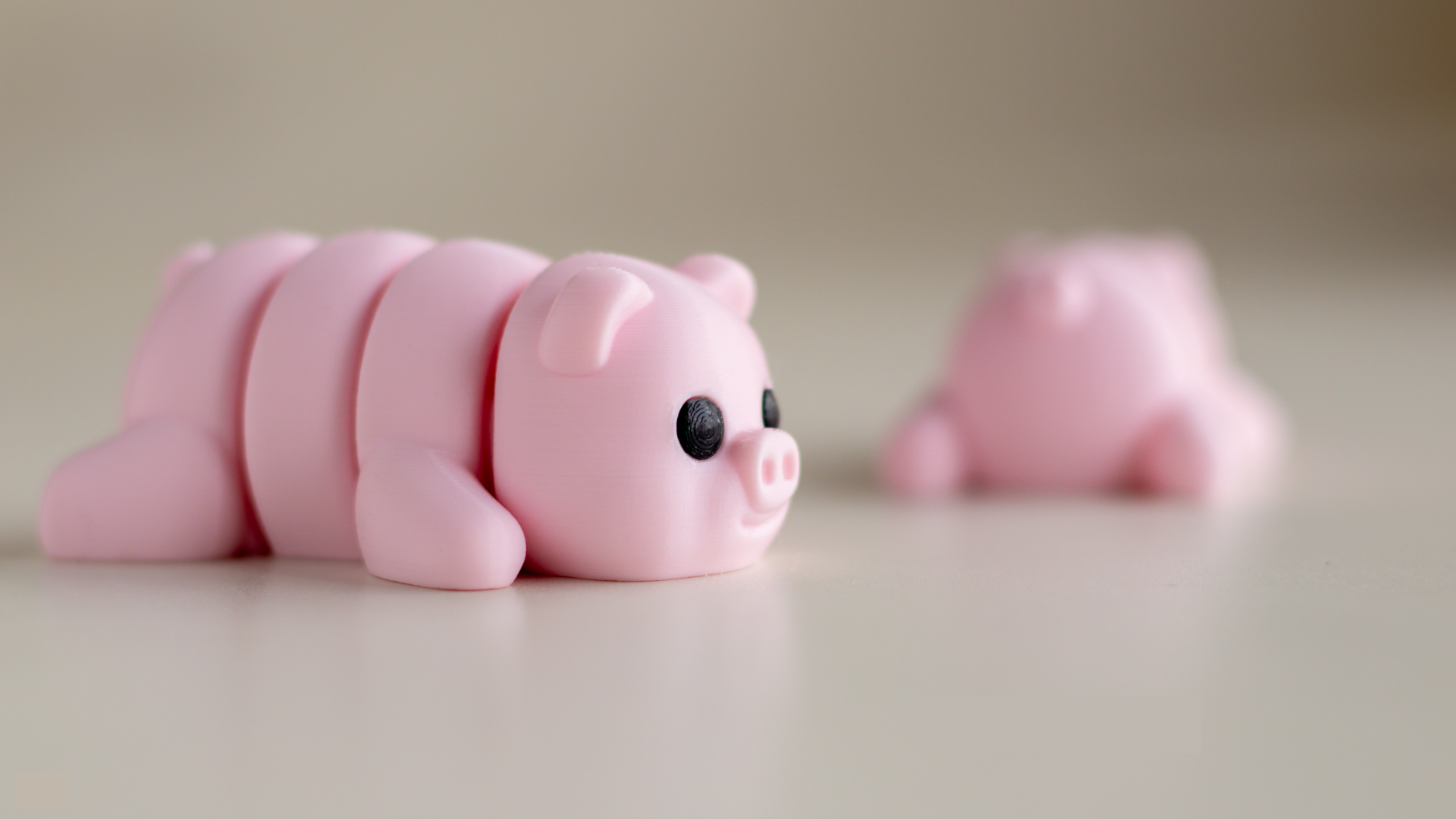 Krew3D Printables - Tiny Pig - 3D Printed, Articulated, and Super Wiggly | 3D Printed Flexible Fidget Collectible Gift for Kids & Adults | ZOU3D