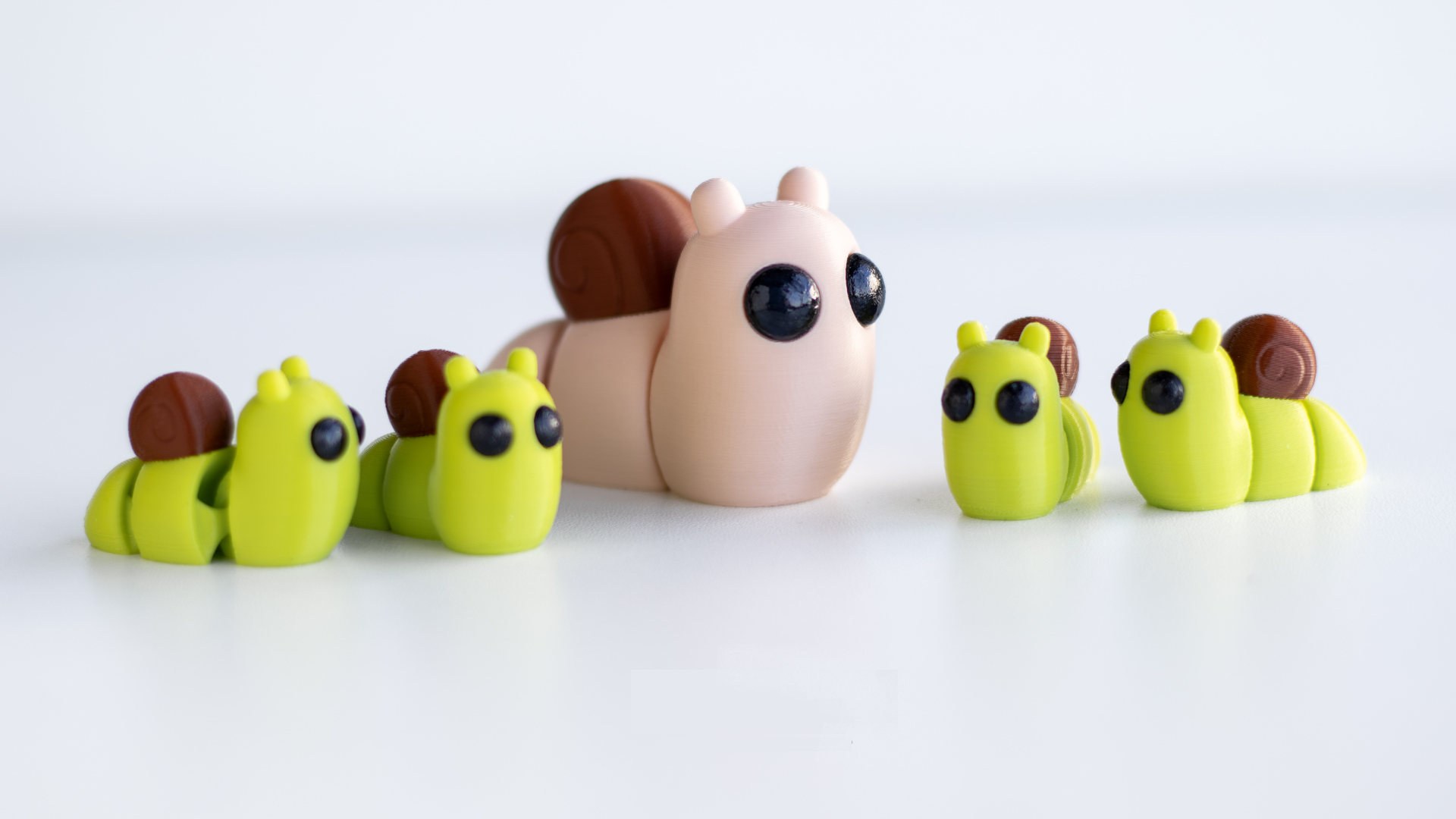 Krew3D Printables - Tiny Snail - 3D Printed, Articulated, and Super Wiggly | 3D Printed Flexible Fidget Collectible Gift for Kids & Adults | ZOU3D