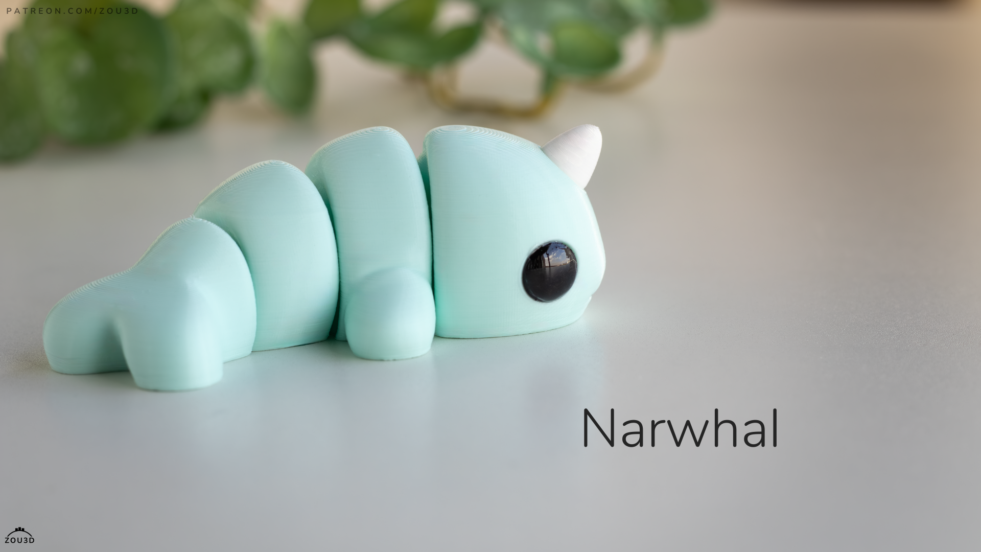 Tiny Narwhal – 3D Printed, Articulated, and Super Wiggly
