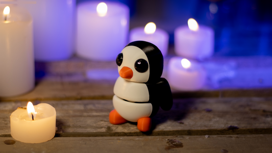 Krew3D Printables - Tiny Penguin - 3D Printed, Articulated, and Super Wiggly | 3D Printed Flexible Fidget Collectible Gift for Kids & Adults | ZOU3D