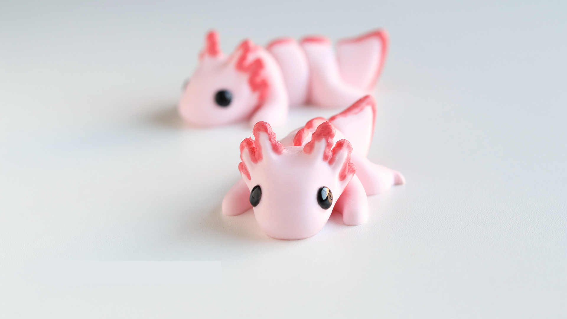 Krew3D Printables - Tiny Axolotl - 3D Printed, Articulated, and Super Wiggly | 3D Printed Flexible Fidget Collectible Gift for Kids & Adults | ZOU3D