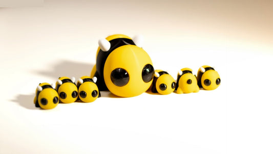 Krew3D Printables - Tiny Bee - 3D Printed, Articulated, and Super Wiggly | 3D Printed Flexible Fidget Collectible Gift for Kids & Adults | ZOU3D