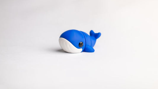 Krew3D Printables - Tiny Baby Whale - The Gentle Giant in Mini Form | 3D Printed Flexible Fidget Collectible Gift for Kids & Adults | ZOU3D
