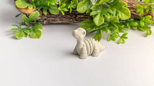 Krew3D Printables - Tiny Brontosaurus Skeleton - Tiny Fossil Fun! | 3D Printed Flexible Fidget Collectible Gift for Kids & Adults | ZOU3D