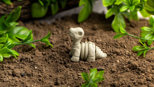 Krew3D Printables - Tiny Brontosaurus Skeleton - Tiny Fossil Fun! | 3D Printed Flexible Fidget Collectible Gift for Kids & Adults | ZOU3D