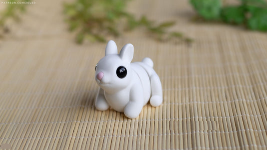 Krew3D Printables - Tiny Bunny - 3D Printed, Articulated, and Super Wiggly | 3D Printed Flexible Fidget Collectible Gift for Kids & Adults | ZOU3D
