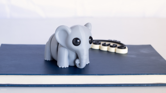 Krew3D Printables - Tiny Elephant - 3D Printed, Articulated, and Super Wiggly | 3D Printed Flexible Fidget Collectible Gift for Kids & Adults | ZOU3D