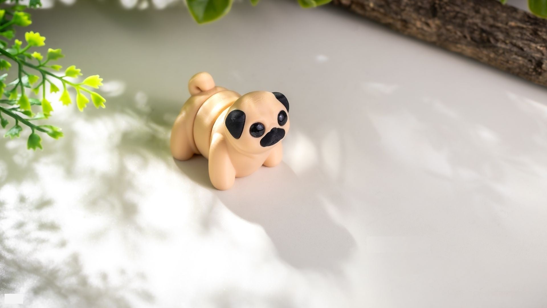 Krew3D Printables - Tiny Pug - 3D Printed, Articulated, and Super Wiggly | 3D Printed Flexible Fidget Collectible Gift for Kids & Adults | ZOU3D