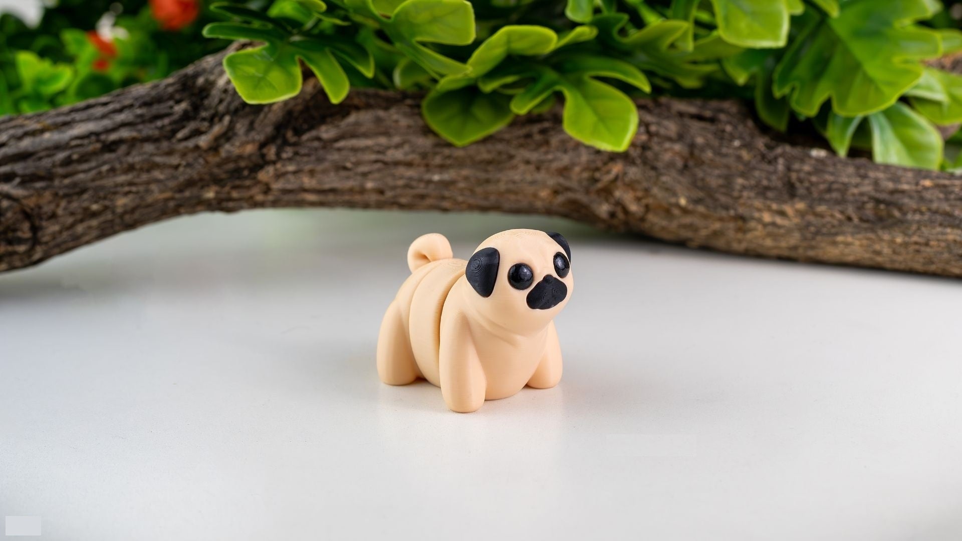 Krew3D Printables - Tiny Pug - 3D Printed, Articulated, and Super Wiggly | 3D Printed Flexible Fidget Collectible Gift for Kids & Adults | ZOU3D