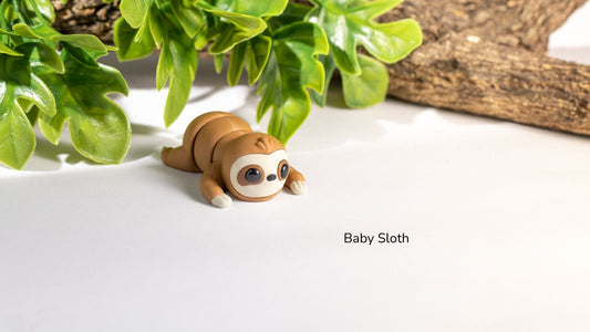 Krew3D Printables - Tiny Sloth - 3D Printed, Articulated, and Super Wiggly | 3D Printed Flexible Fidget Collectible Gift for Kids & Adults | ZOU3D