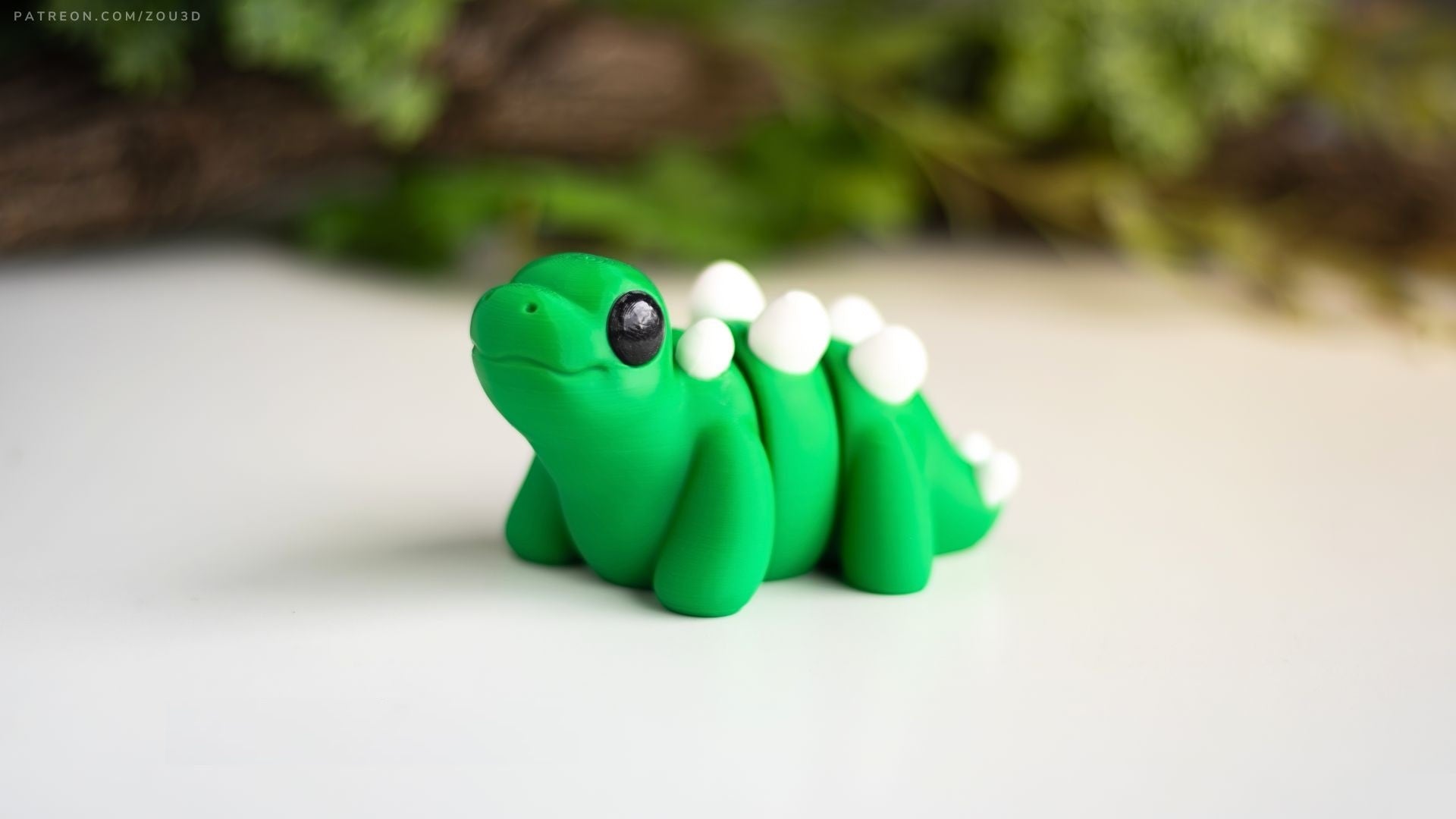 Krew3D Printables - Tiny Stegosaurus - 3D Printed, Articulated, and Super Wiggly | 3D Printed Flexible Fidget Collectible Gift for Kids & Adults | ZOU3D