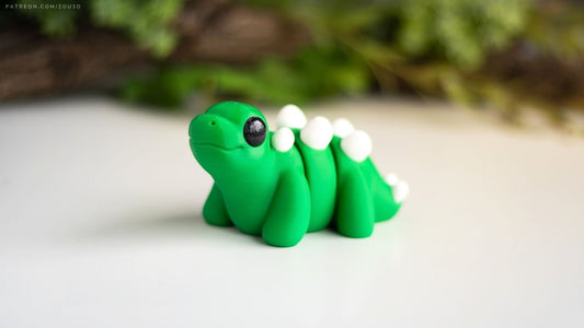 Krew3D Printables - Tiny Stegosaurus - 3D Printed, Articulated, and Super Wiggly | 3D Printed Flexible Fidget Collectible Gift for Kids & Adults | ZOU3D