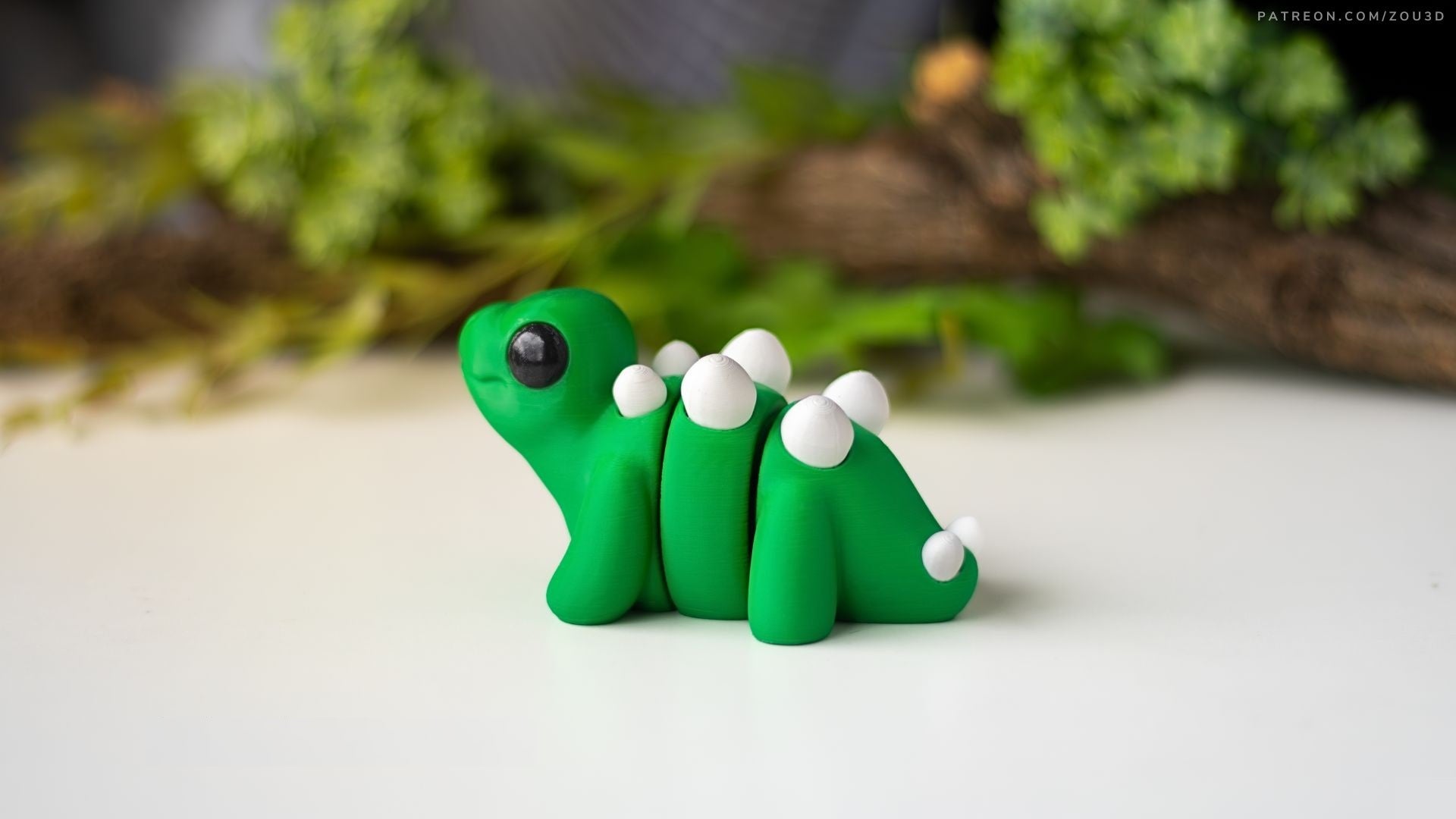 Krew3D Printables - Tiny Stegosaurus - 3D Printed, Articulated, and Super Wiggly | 3D Printed Flexible Fidget Collectible Gift for Kids & Adults | ZOU3D