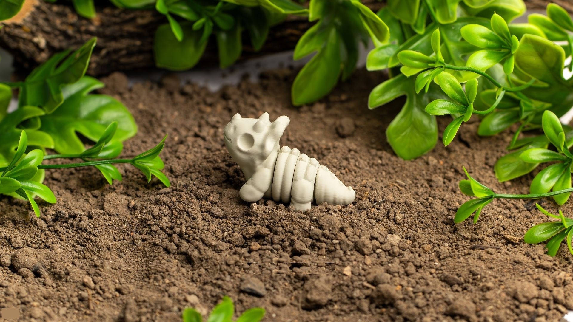 Krew3D Printables - Tiny Triceratops Skeleton - Mini Articulated Dino | 3D Printed Flexible Fidget Collectible Gift for Kids & Adults | ZOU3D