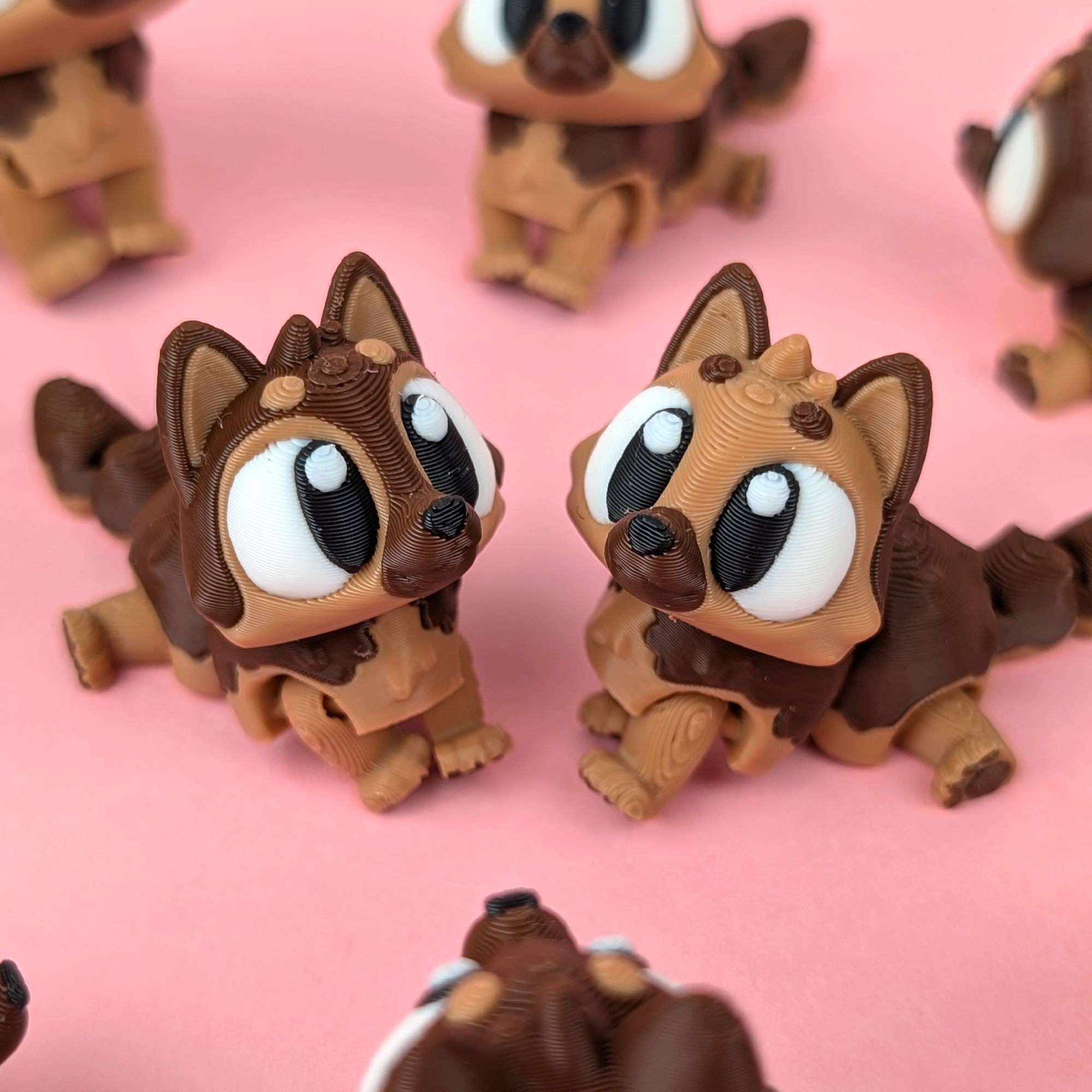 Krew3D Printables - Articulated Baby German Shepherd with Mini Backyard Showcase | 3D Printed Flexible Fidget Collectible Gift for Dog Lovers, Kid | 3DGOB