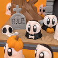 Load image into Gallery viewer, Flexi Ghost & Graveyard Showcase – Spooky-Cute Halloween Collectible
