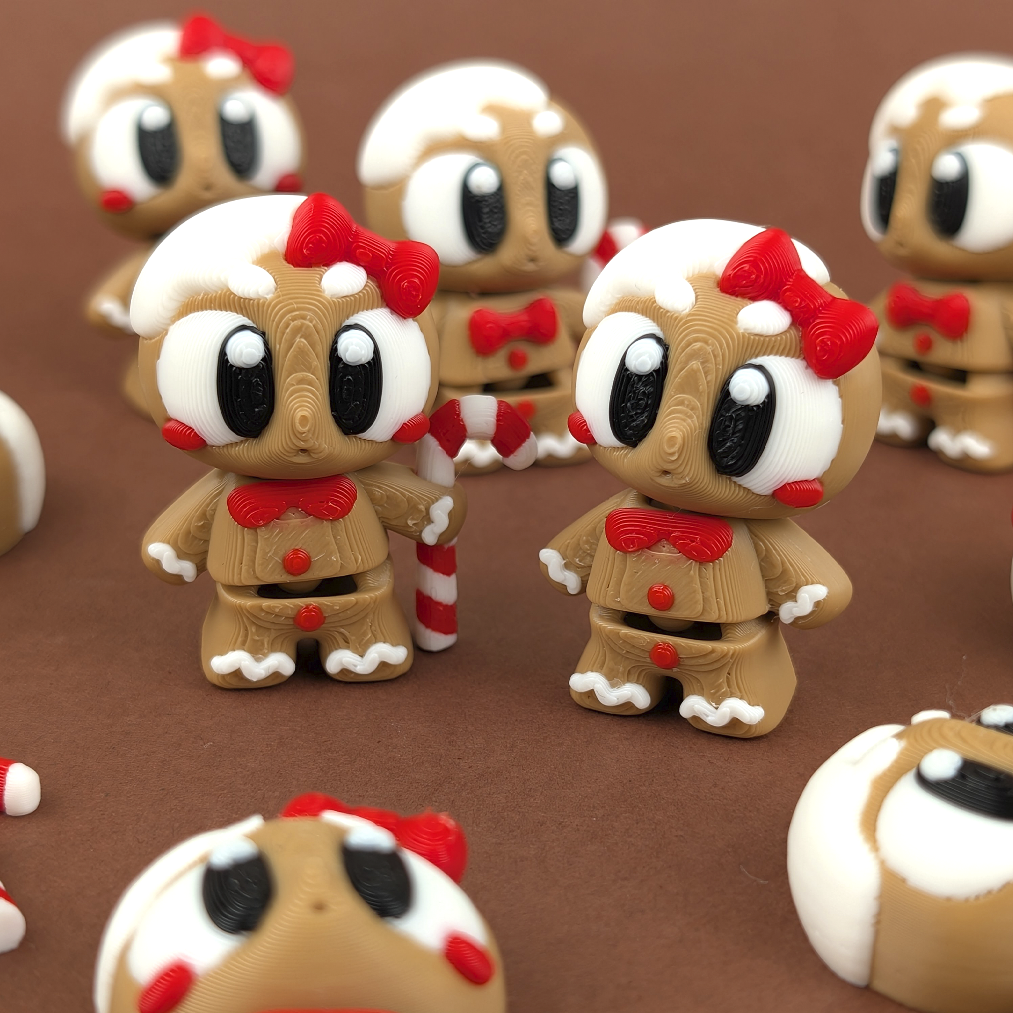 Krew3D Printables - Articulated Baby Gingerbread Men - 3D Printed, Articulated, and Super Wiggly | 3D Printed Flexible Fidget Collectible Gift | 3DGOB