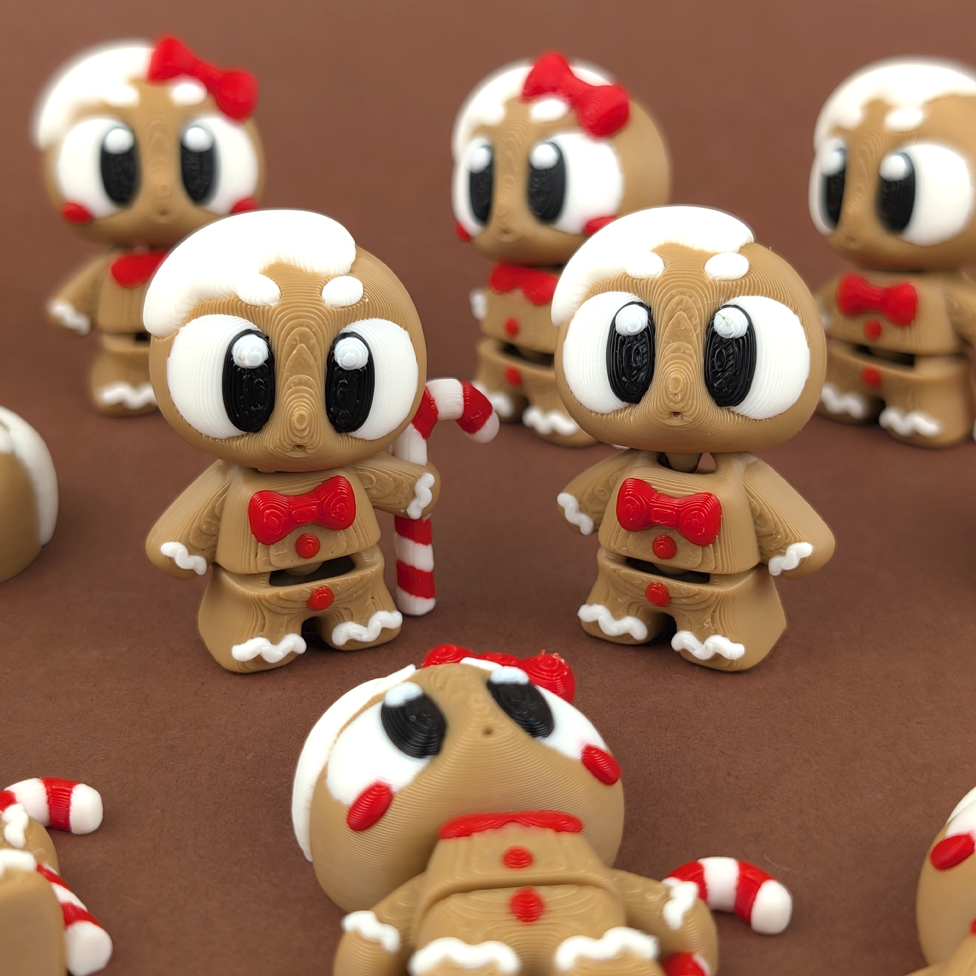 Krew3D Printables - Articulated Baby Gingerbread Men - 3D Printed, Articulated, and Super Wiggly | 3D Printed Flexible Fidget Collectible Gift | 3DGOB