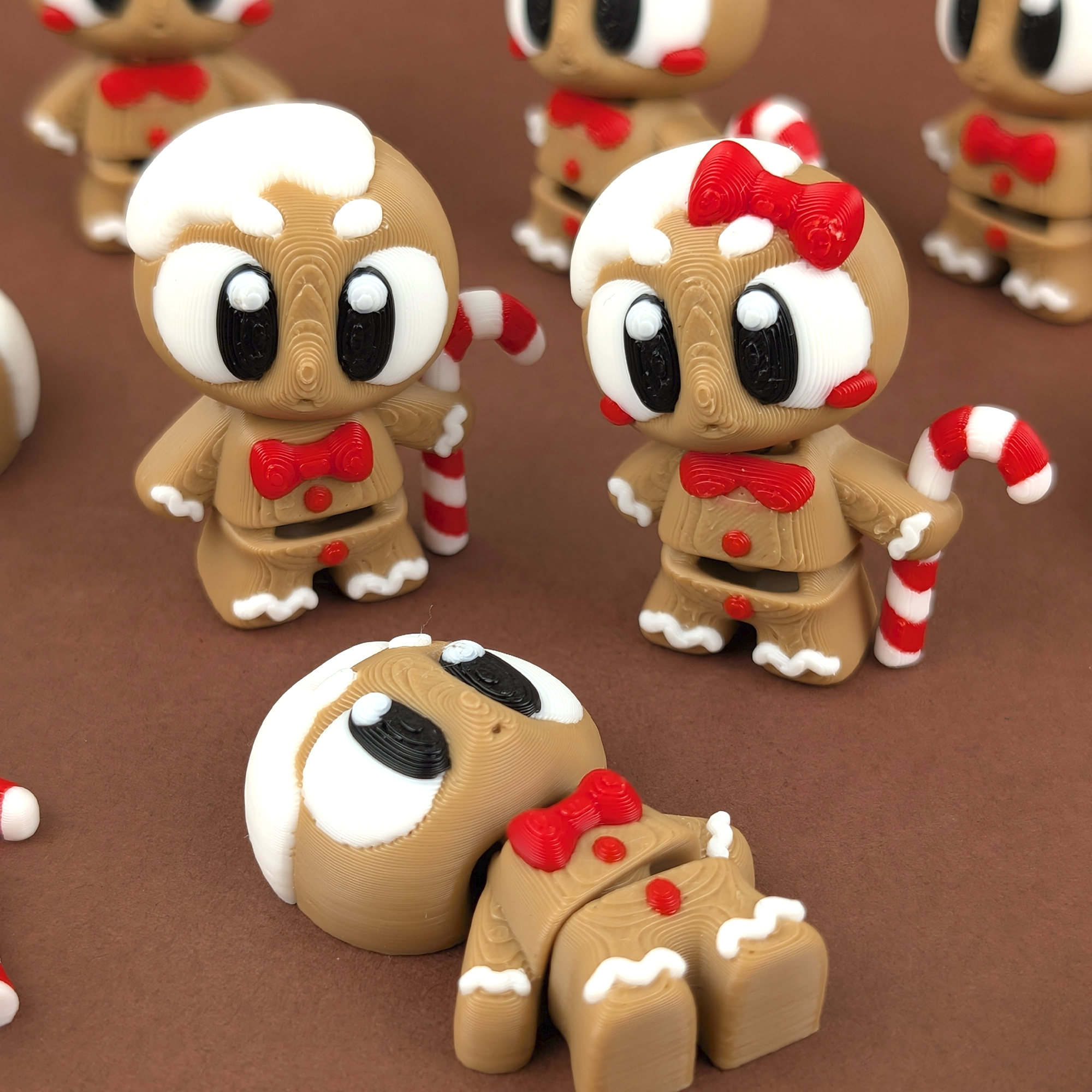 Krew3D Printables - Articulated Baby Gingerbread Men - 3D Printed, Articulated, and Super Wiggly | 3D Printed Flexible Fidget Collectible Gift | 3DGOB