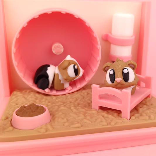 Guinea Pig with Mini Cage & Wheel