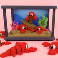 Load image into Gallery viewer, Krew3D Printables - Articulated Baby Lobster w/optional Chef Hat - 3D Printed, Articulated, and Super Wiggly | 3D Printed Flexible Fidget Collectible Gift for Kids | 3DGOB
