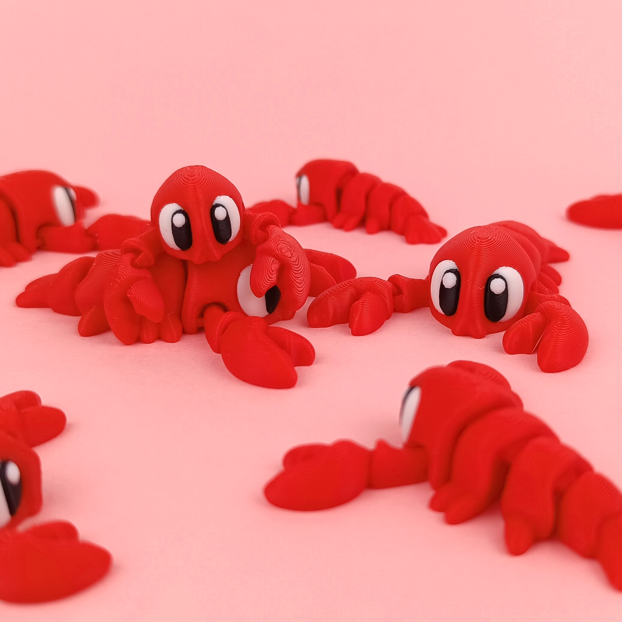 Krew3D Printables - Articulated Baby Lobster w/optional Chef Hat - 3D Printed, Articulated, and Super Wiggly | 3D Printed Flexible Fidget Collectible Gift for Kids | 3DGOB