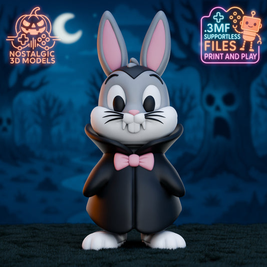 Flexi Bugs Bunny Dracula – 3D Printed Articulated Halloween Toy | Flexible Fidget Collectible