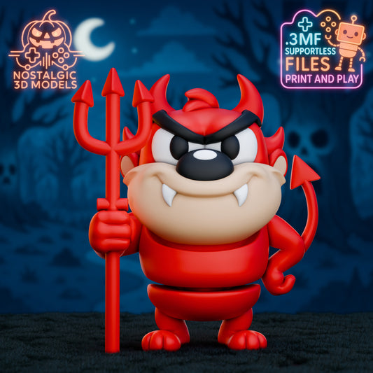 Flexi Taz Devil – 3D Printed Halloween Articulated Toy | Flexible Collectible Fidget Figure