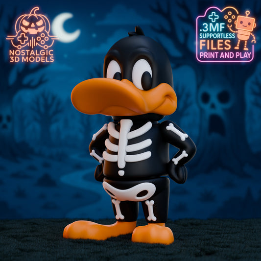 Flexi Daffy Duck Skeleton – 3D Printed Halloween Articulated Toy | Flexible Fidget Collectible