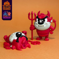 Load image into Gallery viewer, Flexi Taz Devil – 3D Printed Halloween Articulated Toy | Flexible Collectible Fidget Figure
