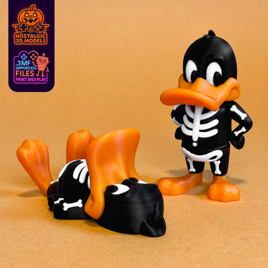 Flexi Daffy Duck Skeleton – 3D Printed Halloween Articulated Toy | Flexible Fidget Collectible