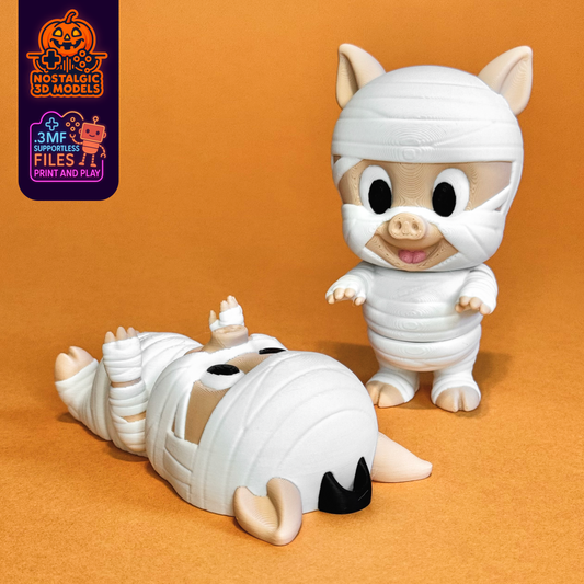 Flexi Porky Pig Mummy – 3D Printed Articulated Halloween Toy | Flexible Collectible Fidget Figure