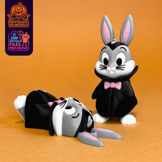 Flexi Bugs Bunny Dracula – 3D Printed Articulated Halloween Toy | Flexible Fidget Collectible