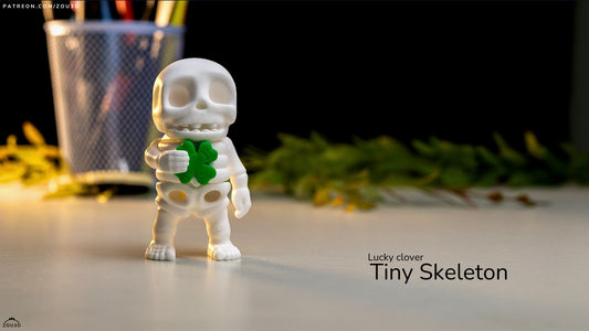 Tiny Clover Skeleton – 3D Printed, Articulated, and Super Wiggly