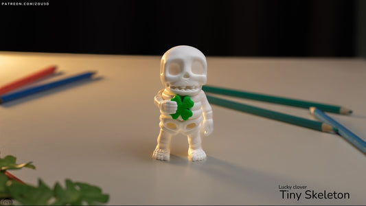 Tiny Clover Skeleton – 3D Printed, Articulated, and Super Wiggly