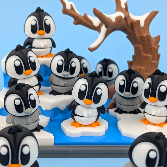 Krew3D Printables – Penguin & Habitat Showcase | 3D Printed Articulated Winter Collectible | Movable Animal Toy, Fidget Gift & Arctic Display Décor | 3DGOB