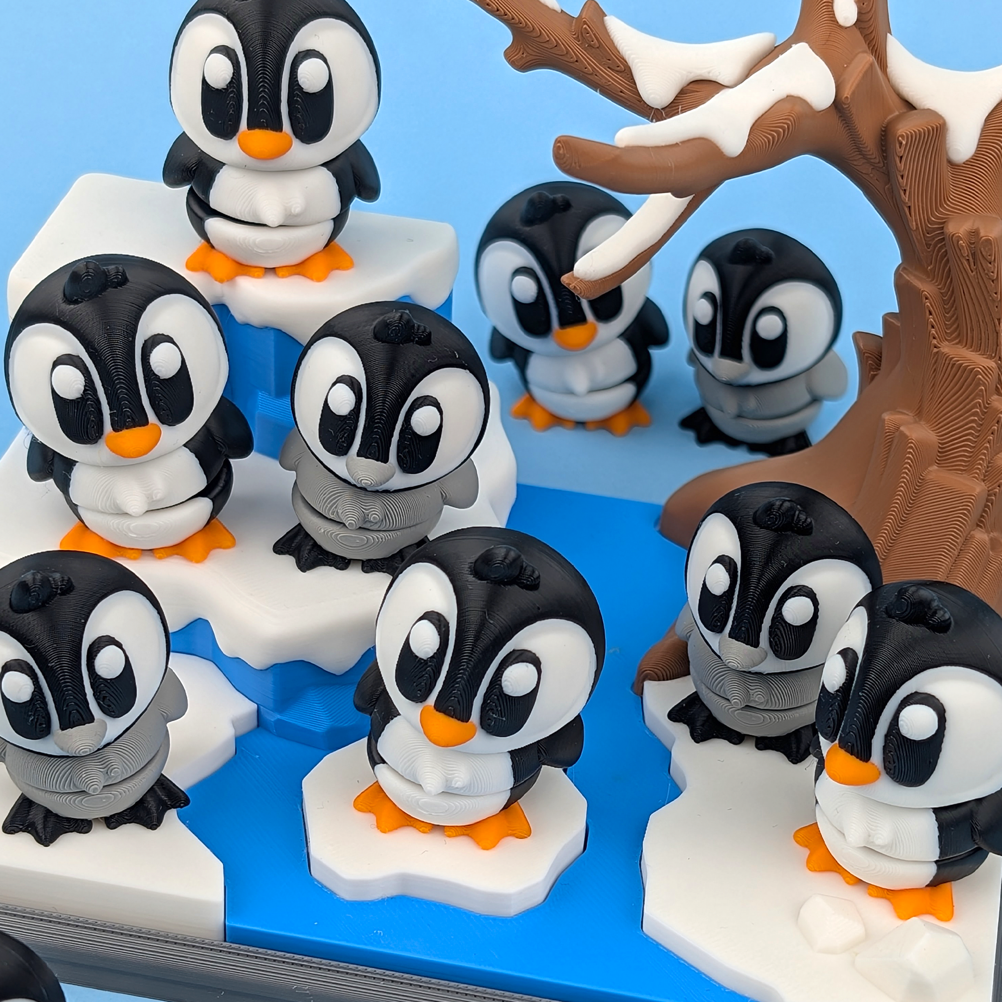 Krew3D Printables – Penguin & Habitat Showcase | 3D Printed Articulated Winter Collectible | Movable Animal Toy, Fidget Gift & Arctic Display Décor | 3DGOB