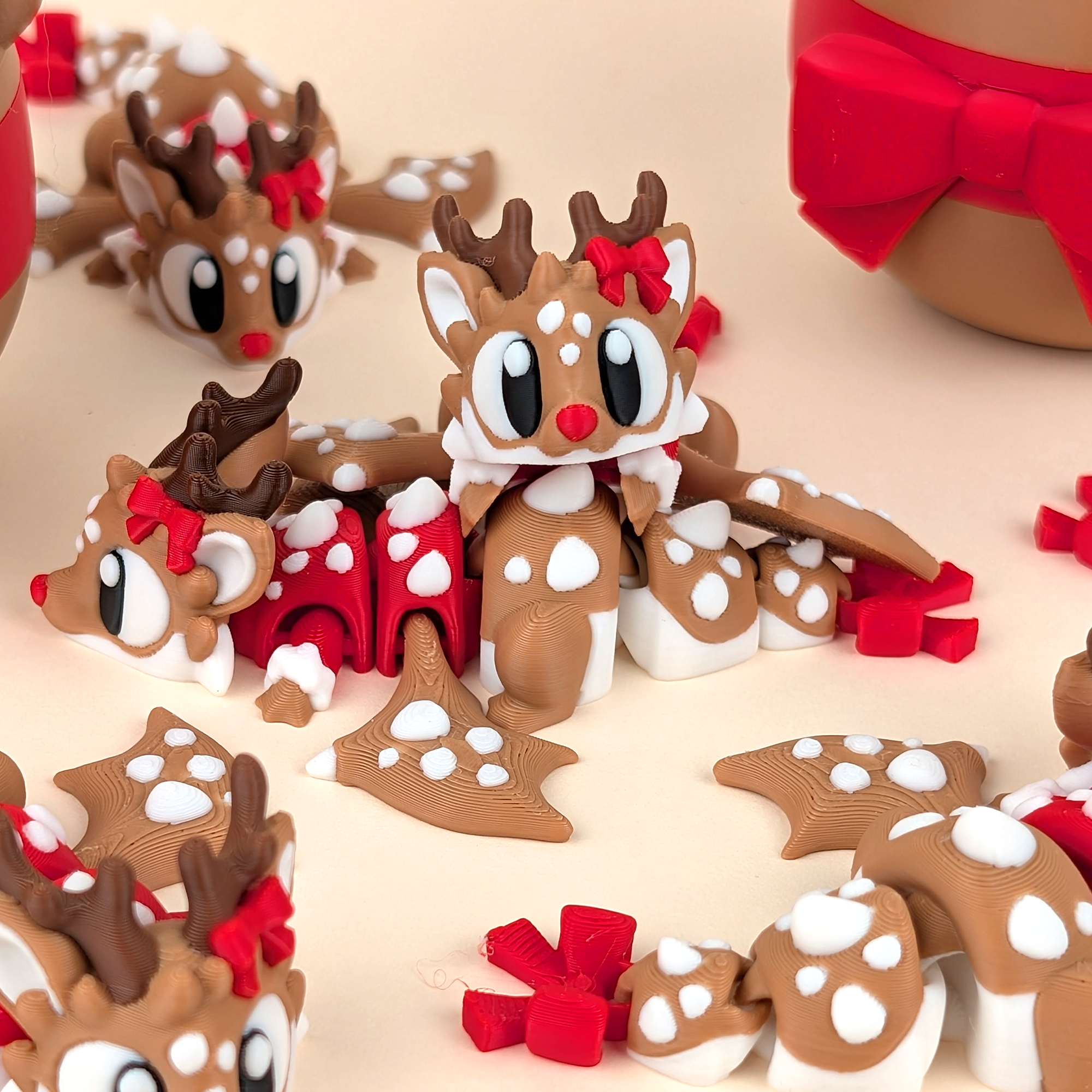 Krew3D Printables – Reindeer & Egg Design Showcase | 3D Printed Articulated Holiday Collectible | Flexible Fidget Toy & Christmas Gifts | 3DGOB