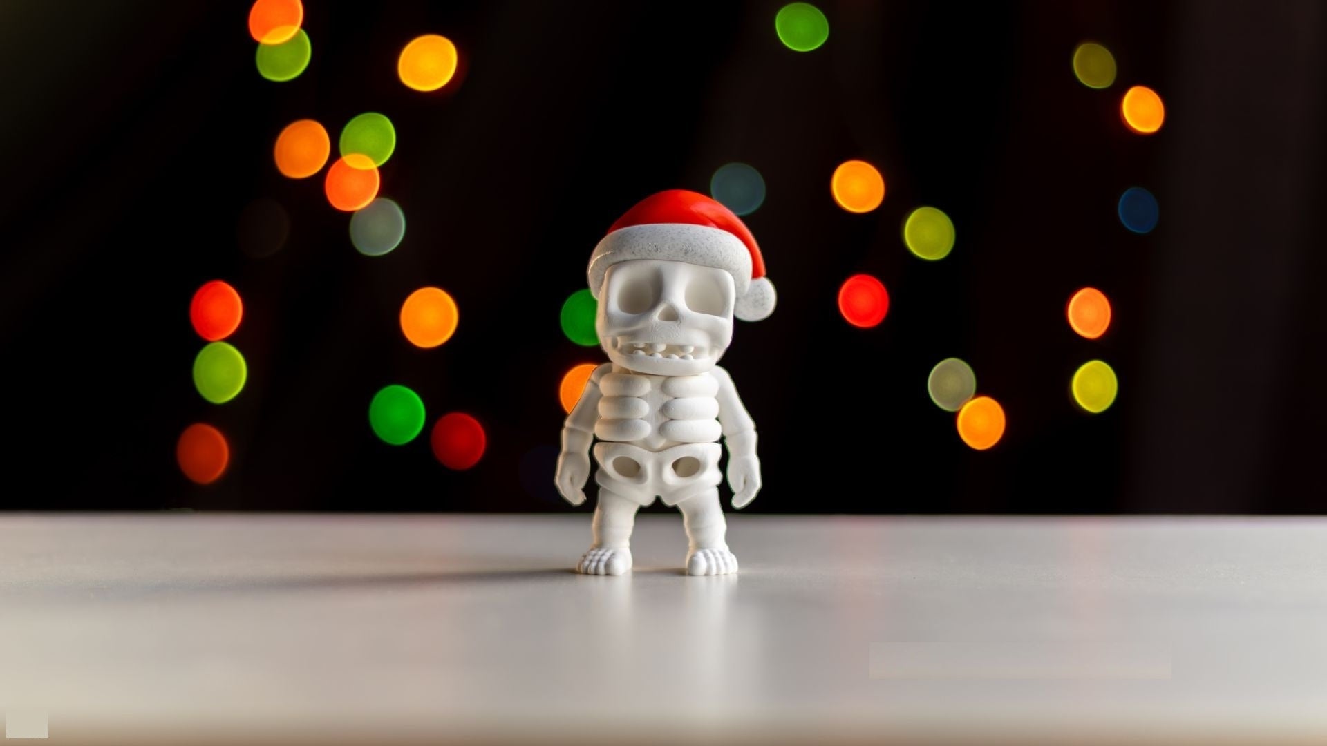 Krew3D Printables - Tiny Santa Skeleton - 3D Printed, Articulated, and Super Wiggly | 3D Printed Flexible Fidget Collectible Gift for Kids & Adults | ZOU3D