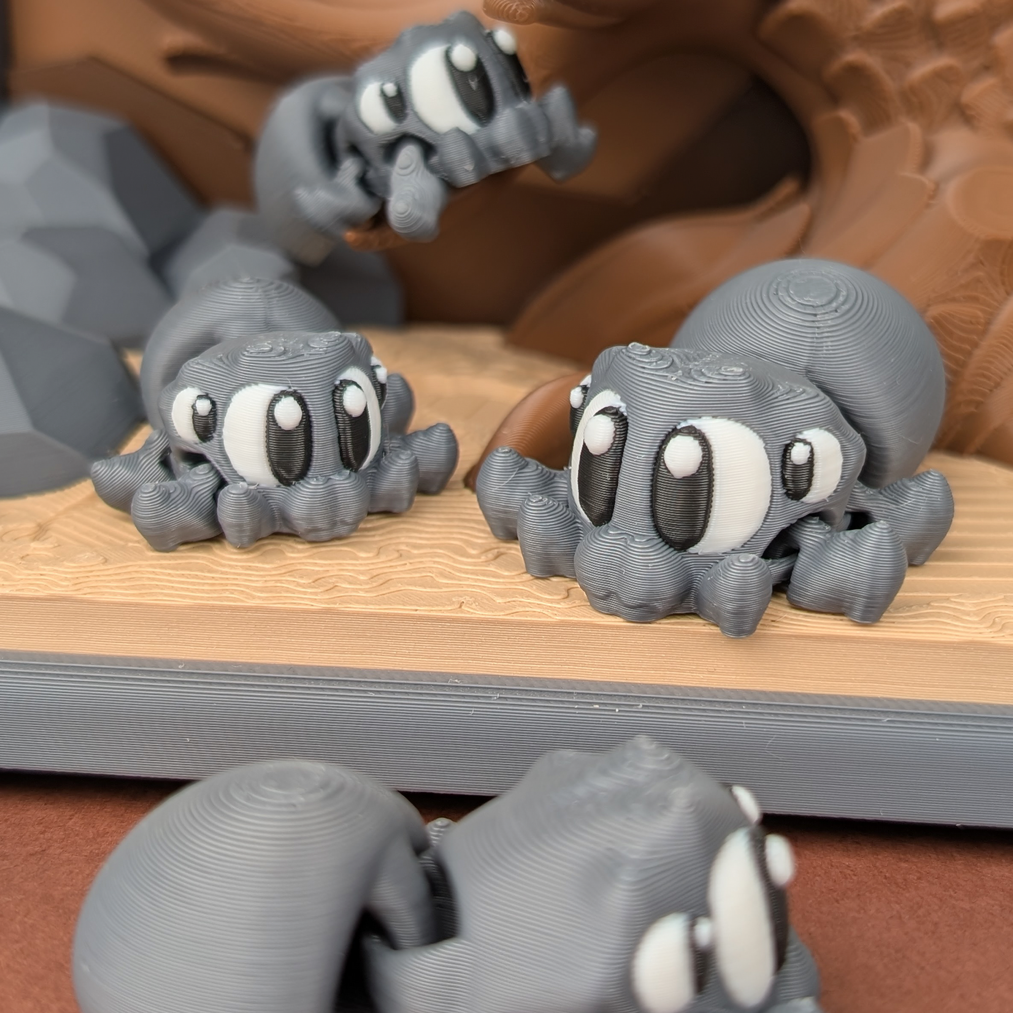 Krew3D Printables - Articulated Baby Spider & Ladybug - 3D Printed Flexible Fidget Animal Figure | Unique Desk & Collectible for Kids & Adults | 3DGOB