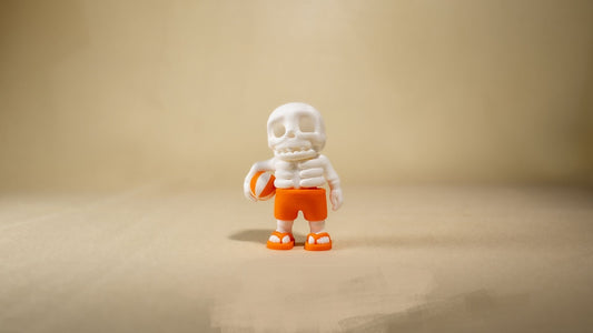 Krew3D Printables - Tiny Summer Skeleton - 3D Printed, Articulated, and Super Wiggly | 3D Printed Flexible Fidget Collectible Gift for Kids & Adults | ZOU3D