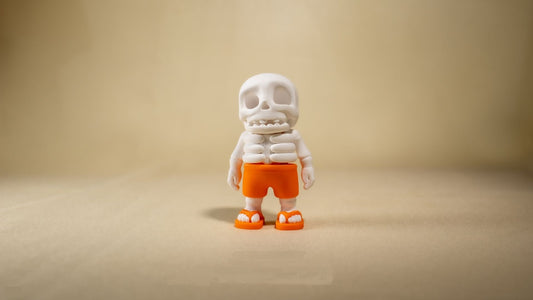 Krew3D Printables - Tiny Summer Skeleton - 3D Printed, Articulated, and Super Wiggly | 3D Printed Flexible Fidget Collectible Gift for Kids & Adults | ZOU3D